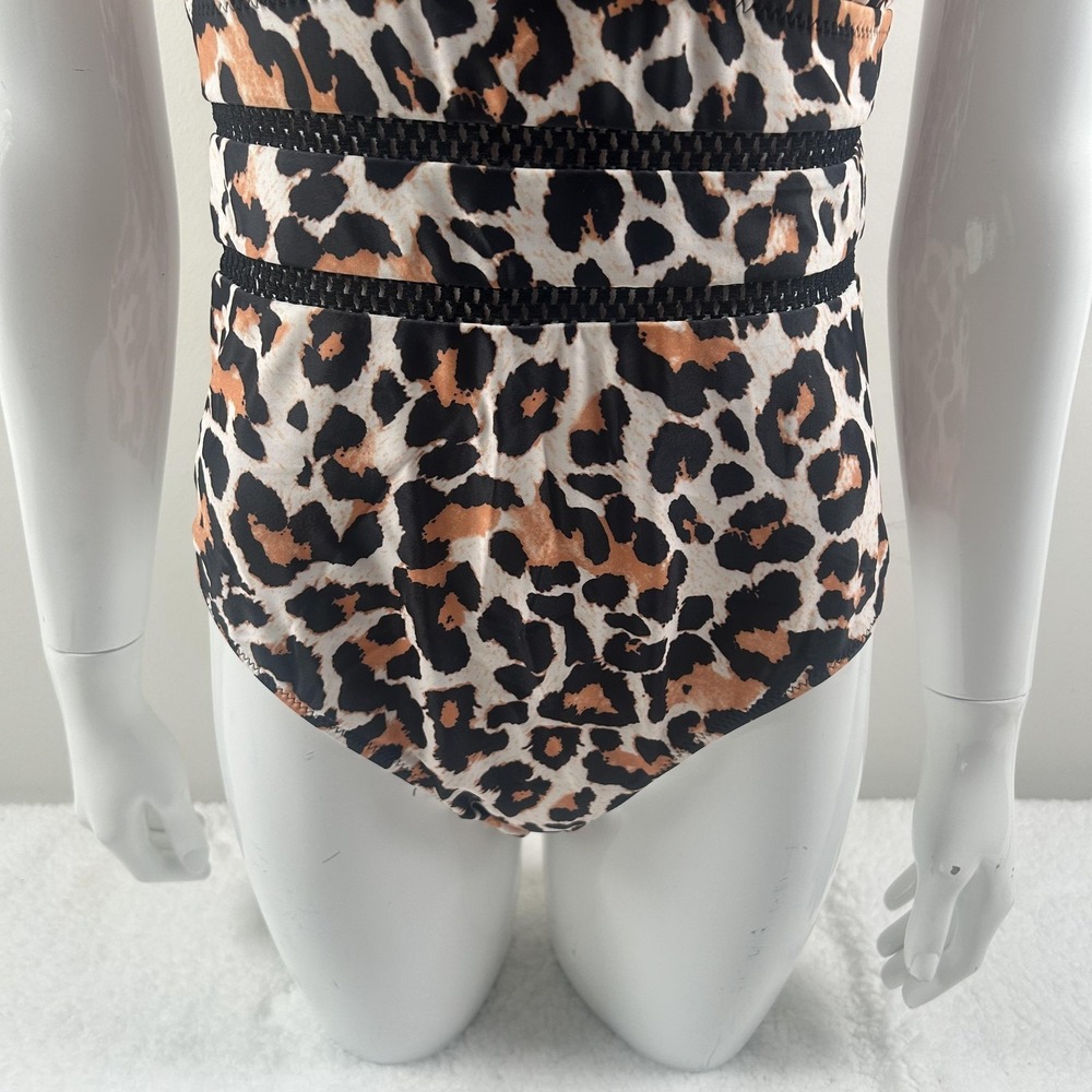 Tempt Me Swimsuit Womens Medium Leopard Print One Piece Plunge Crossback Wrap - Picture 11 of 16